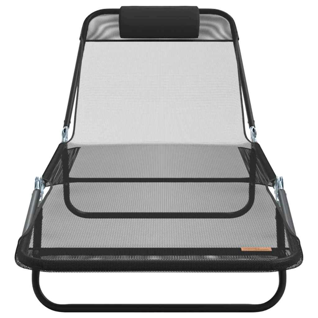 Sammenleggbar solstol Svart 182 x 55 x 85,5 cm Textilene