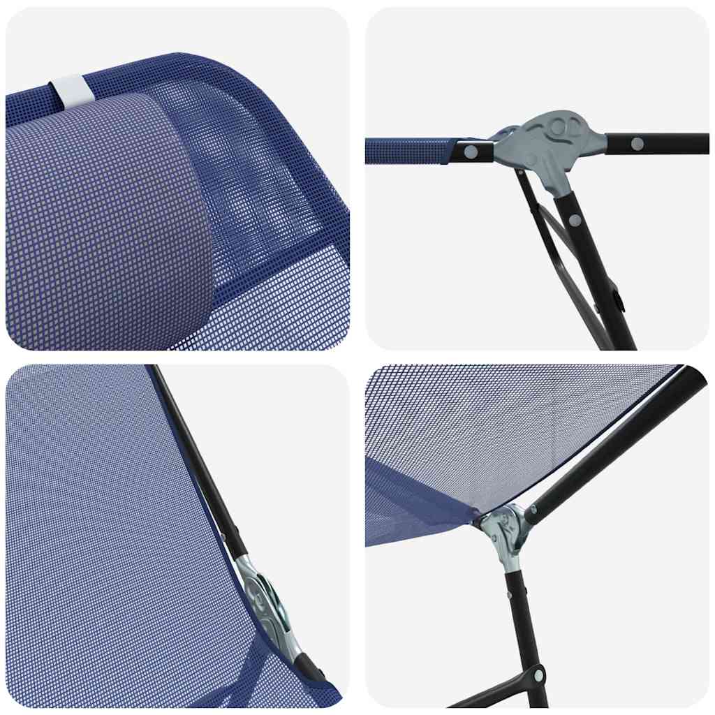 Sammenleggbar solstol Marineblå 182 x 55 x 85,5 cm Textilene