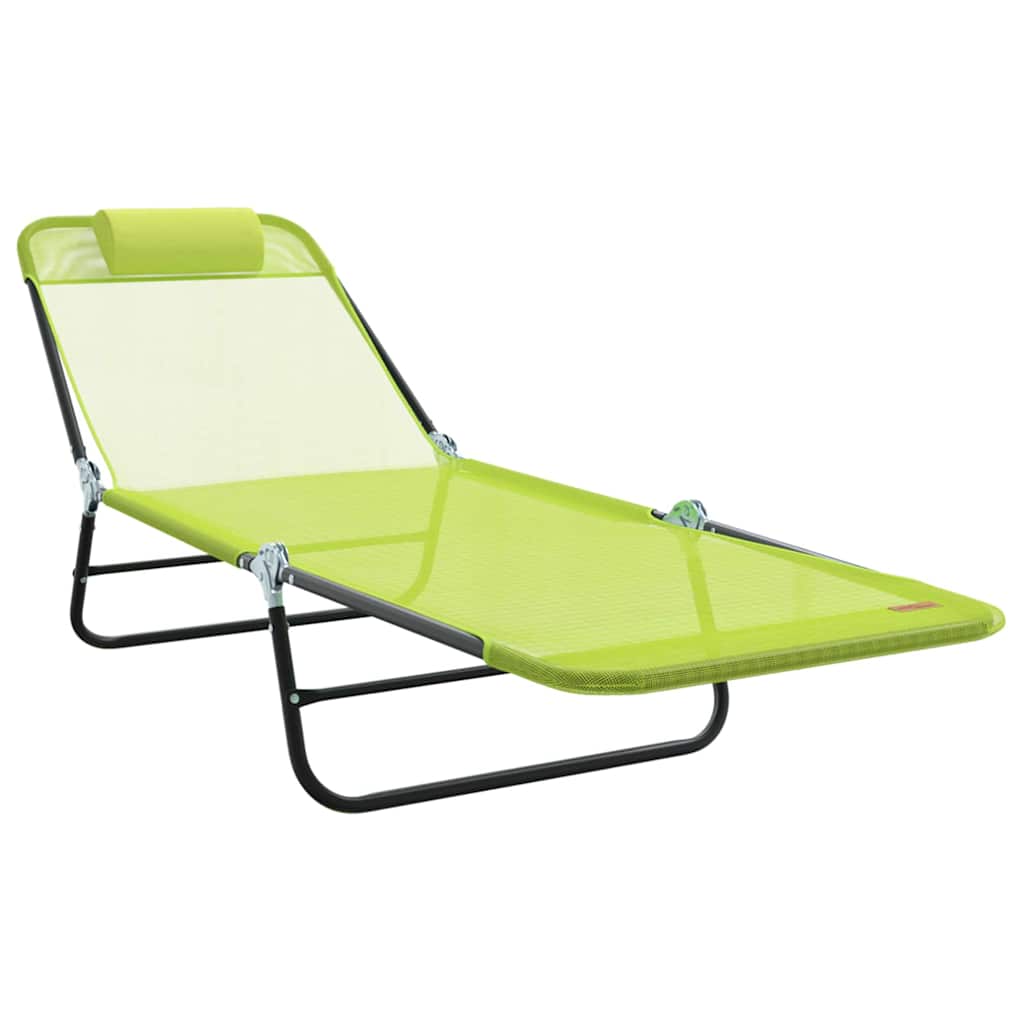 Sammenleggbar solstol grønn 182 x 55 x 85,5 cm Textilene
