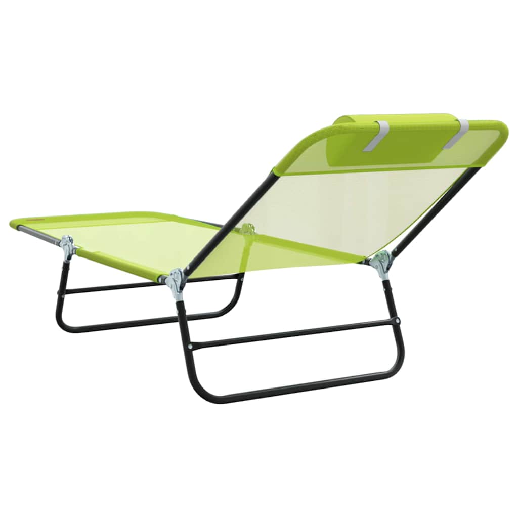 Sammenleggbar solstol grønn 182 x 55 x 85,5 cm Textilene