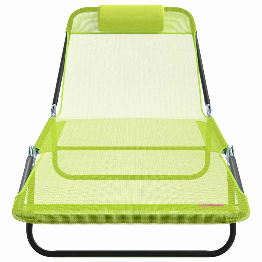 Sammenleggbar solstol grønn 182 x 55 x 85,5 cm Textilene