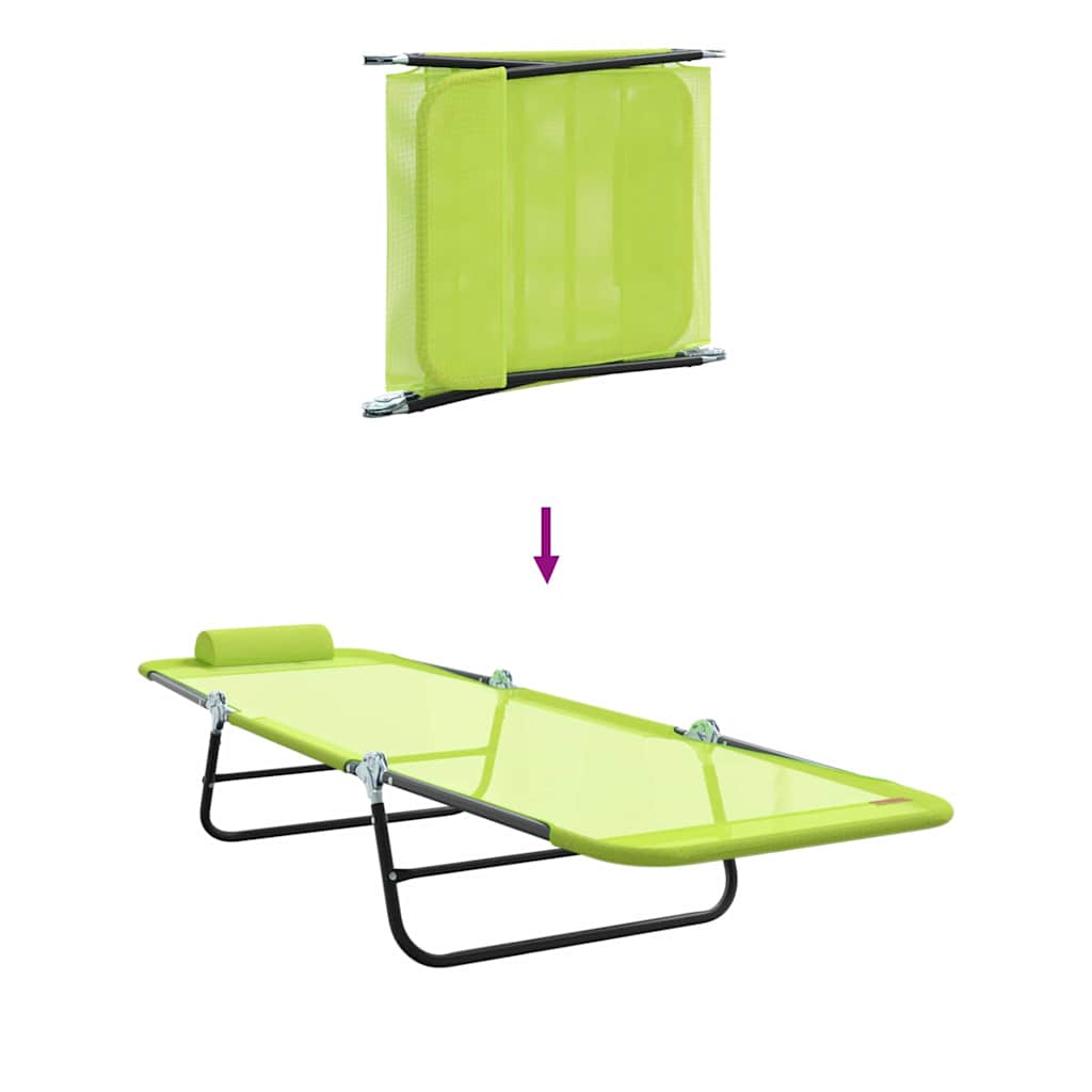 Sammenleggbar solstol grønn 182 x 55 x 85,5 cm Textilene
