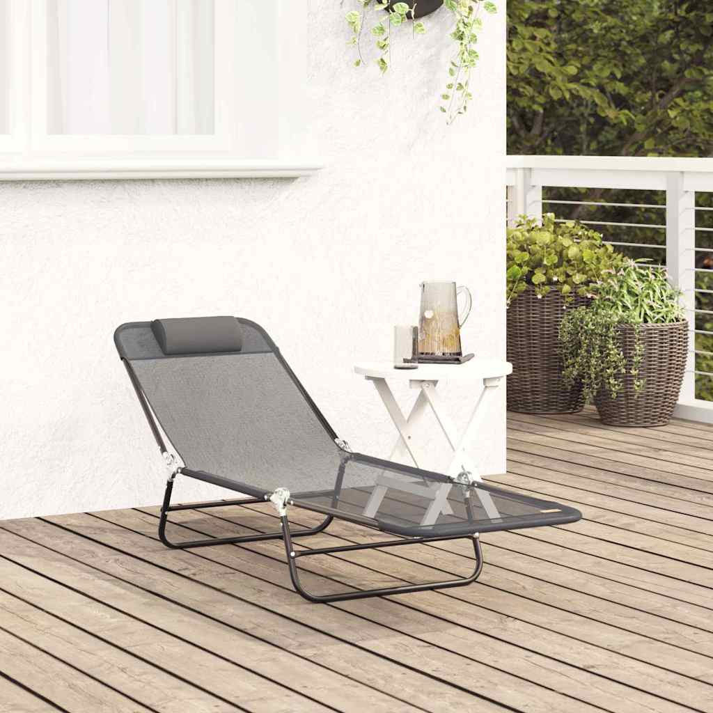Sammenleggbar solstol Grå 182 x 55 x 85,5 cm Textilene