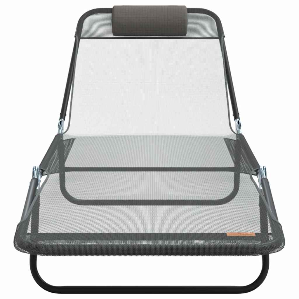 Sammenleggbar solstol Grå 182 x 55 x 85,5 cm Textilene
