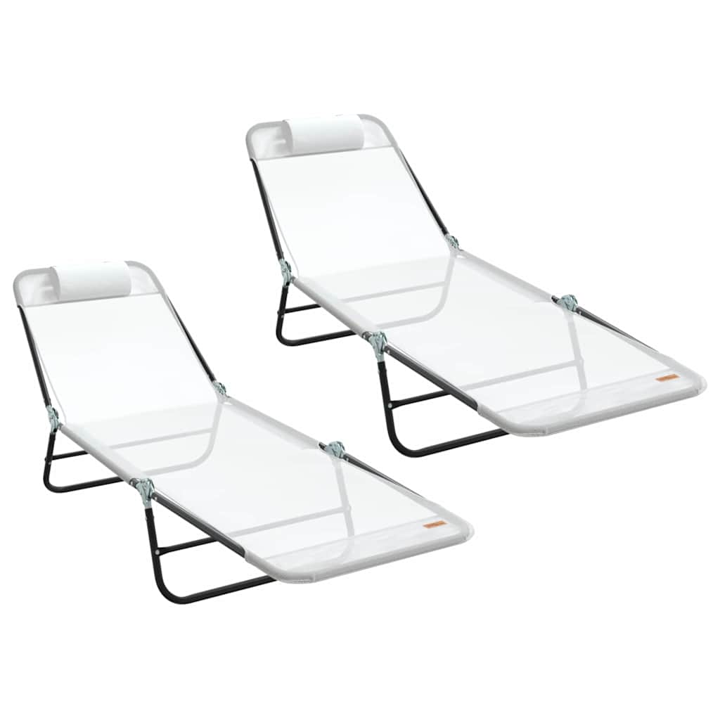 Sammenleggbar solstol 2 pcs Krem 182 x 55 x 85,5 cm Textilene
