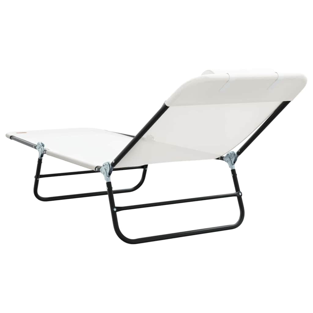 Sammenleggbar solstol 2 pcs Krem 182 x 55 x 85,5 cm Textilene