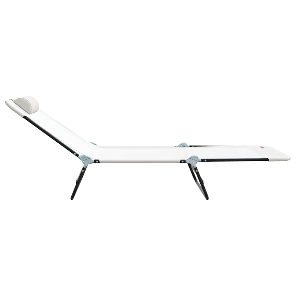 Sammenleggbar solstol 2 pcs Krem 182 x 55 x 85,5 cm Textilene
