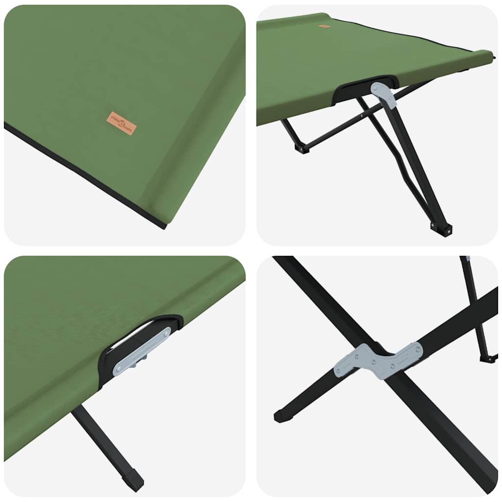 Sammenleggbar camping seng grønn 206 x 76 x 74 cm vidaXL