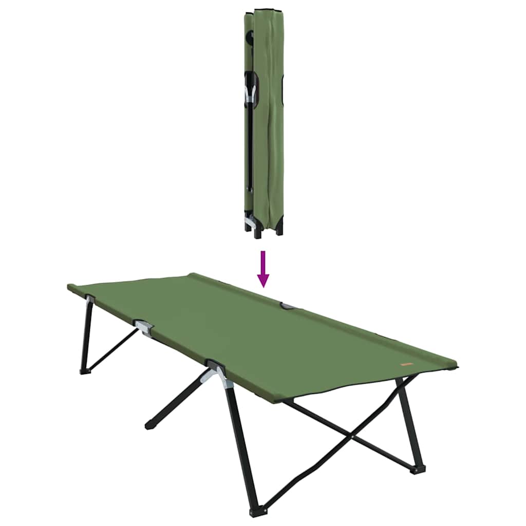 Sammenleggbar camping seng grønn 206 x 76 x 74 cm vidaXL