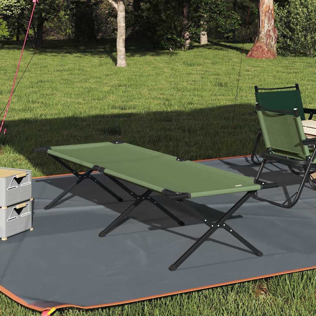 Sammenleggbar camping seng grønn 210 x 80 x 46 cm Oxford-stoff