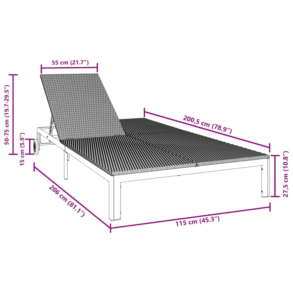 Solseng 1-person Brun 206 x 62.5 x 74 cm polyrotting vidaXL