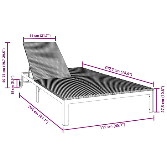 Solseng 1-person Brun 206 x 62.5 x 74 cm polyrotting vidaXL