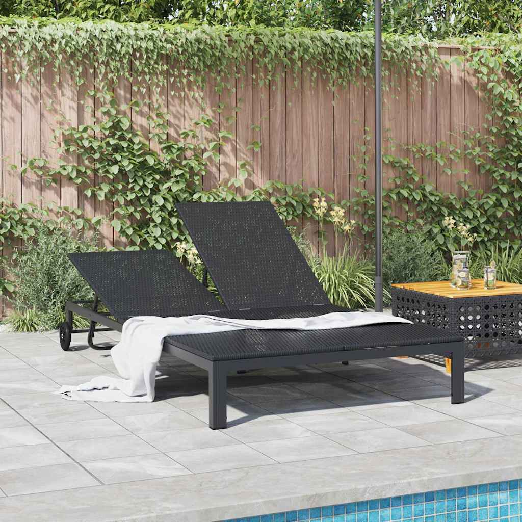 Solseng 1-person Svart 206 x 62.5 x 74 cm polyrotting vidaXL