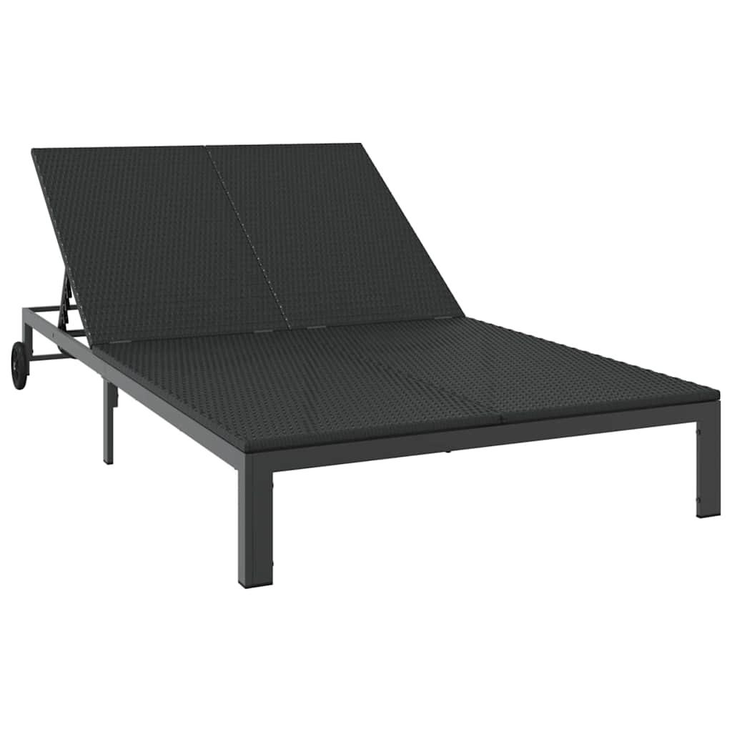 Solseng 1-person Svart 206 x 62.5 x 74 cm polyrotting vidaXL