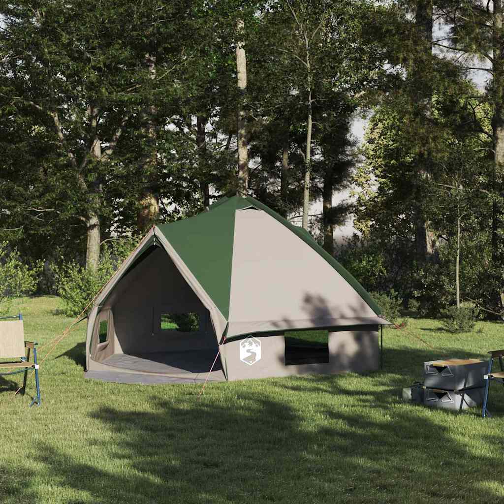Teepee Tent 6-Person med tak Grønn og hvit 431 x 366 x 185 cm