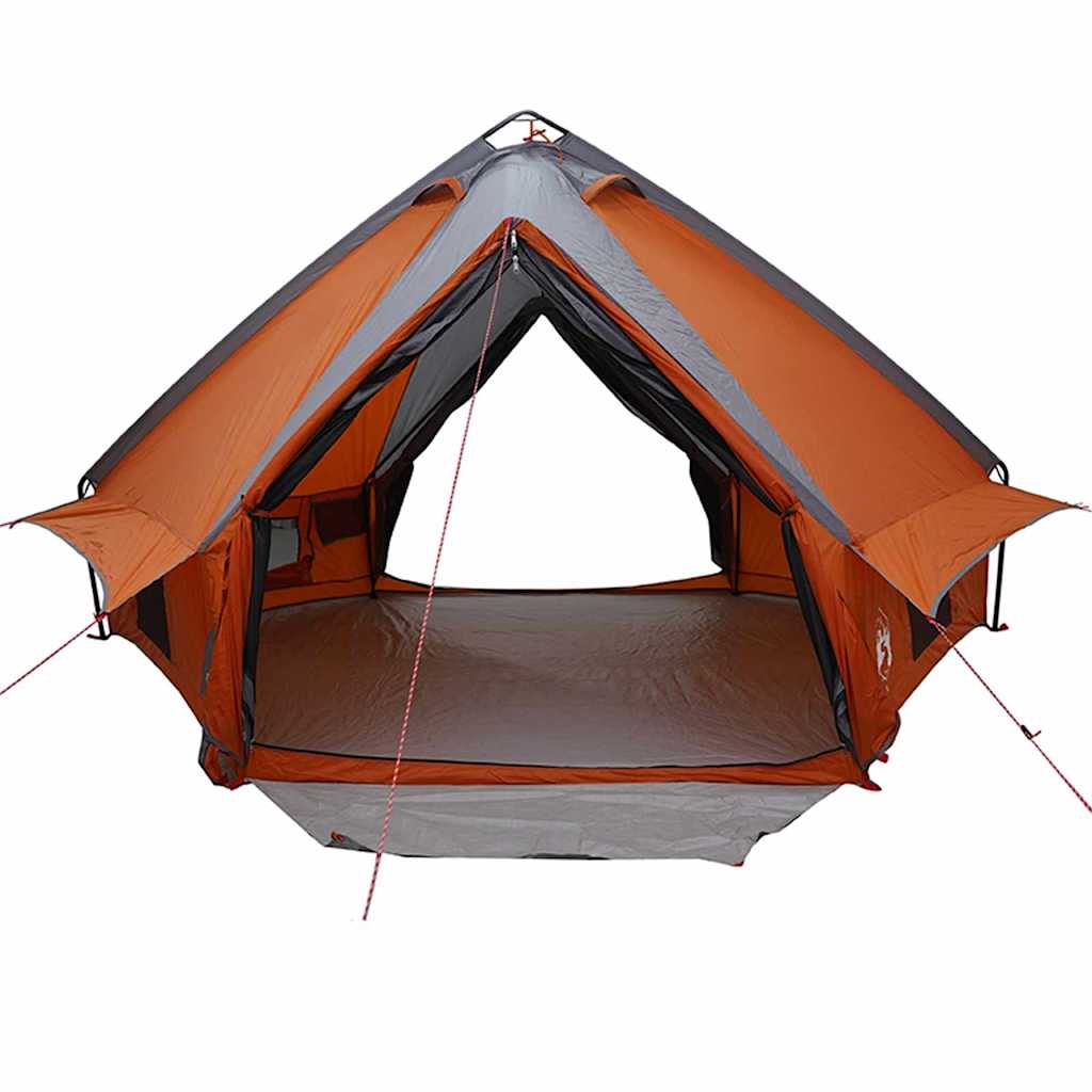 Teepee Tent 6-Person med tak Grå og Oransje 431 x 366 x 185 cm
