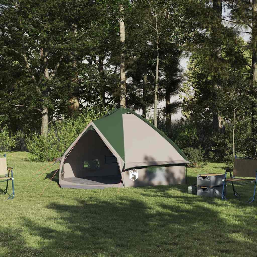 Teepee telt 4-person med tak Grønn og Grå 388 x 320 x 169 cm