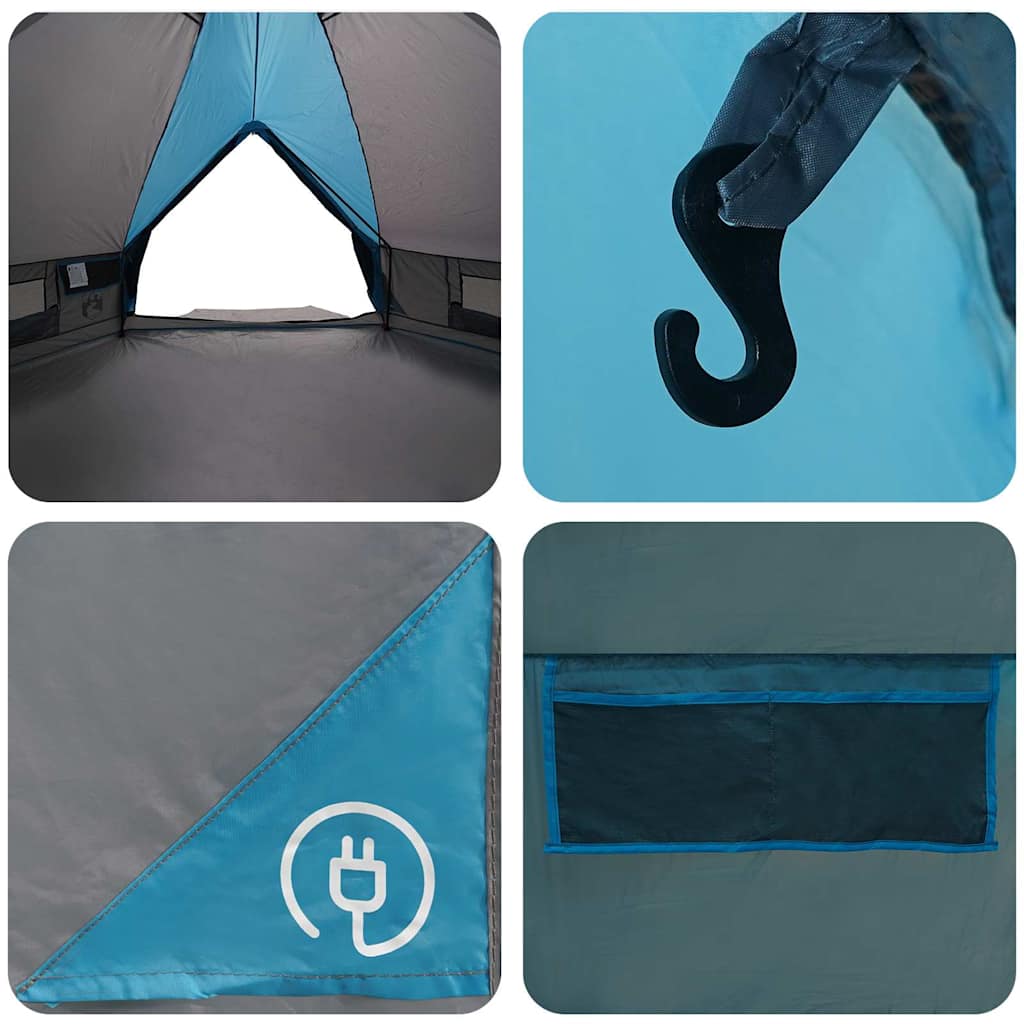 Teepee Tent 4-Person med tak Blå og grå 388 x 320 x 169 cm