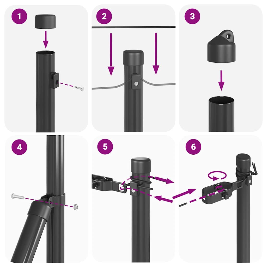 Gjerdepunkter 7 pcs Grå Ø32mm 120 cm Galvanisert stål