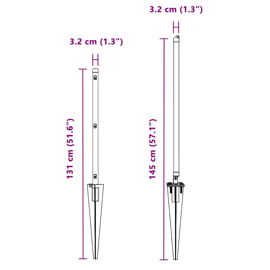 Gjerdepunkter 13 pcs Grå Ø32mm 100 cm Galvanisert stål