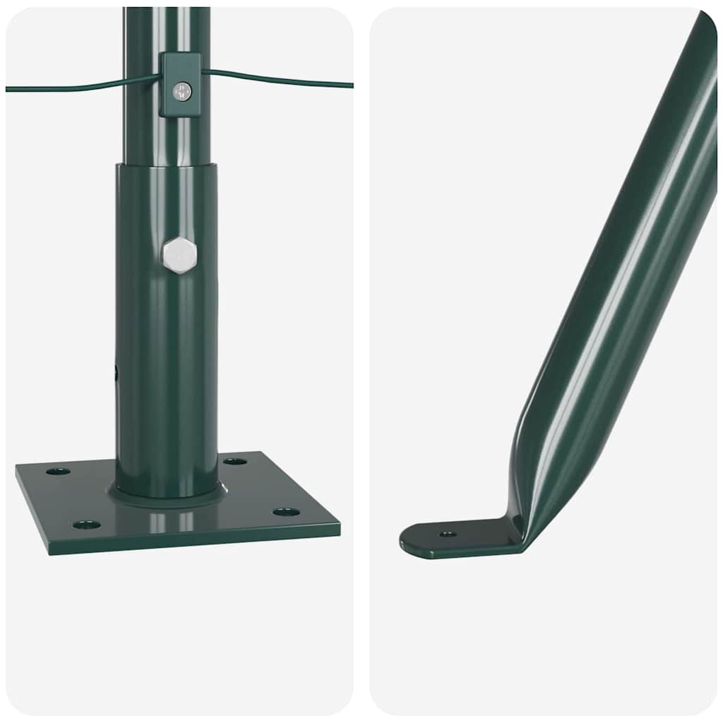 Fence Post med betongfot 7 stk. Grønn Pulverlakkert stål