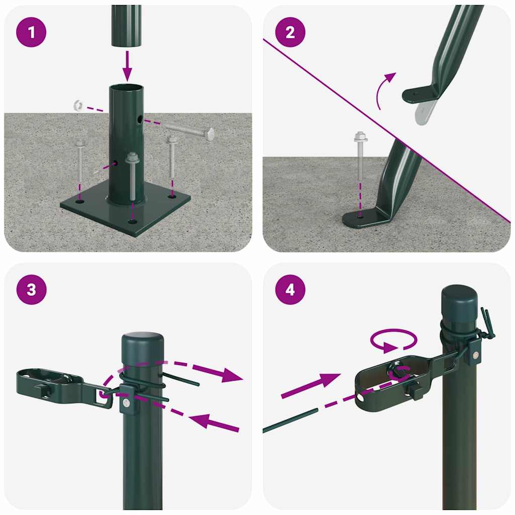 Gjerdepunkter Manual 13 pcs grønn Ø32mm 160 cm Galvanisert stål