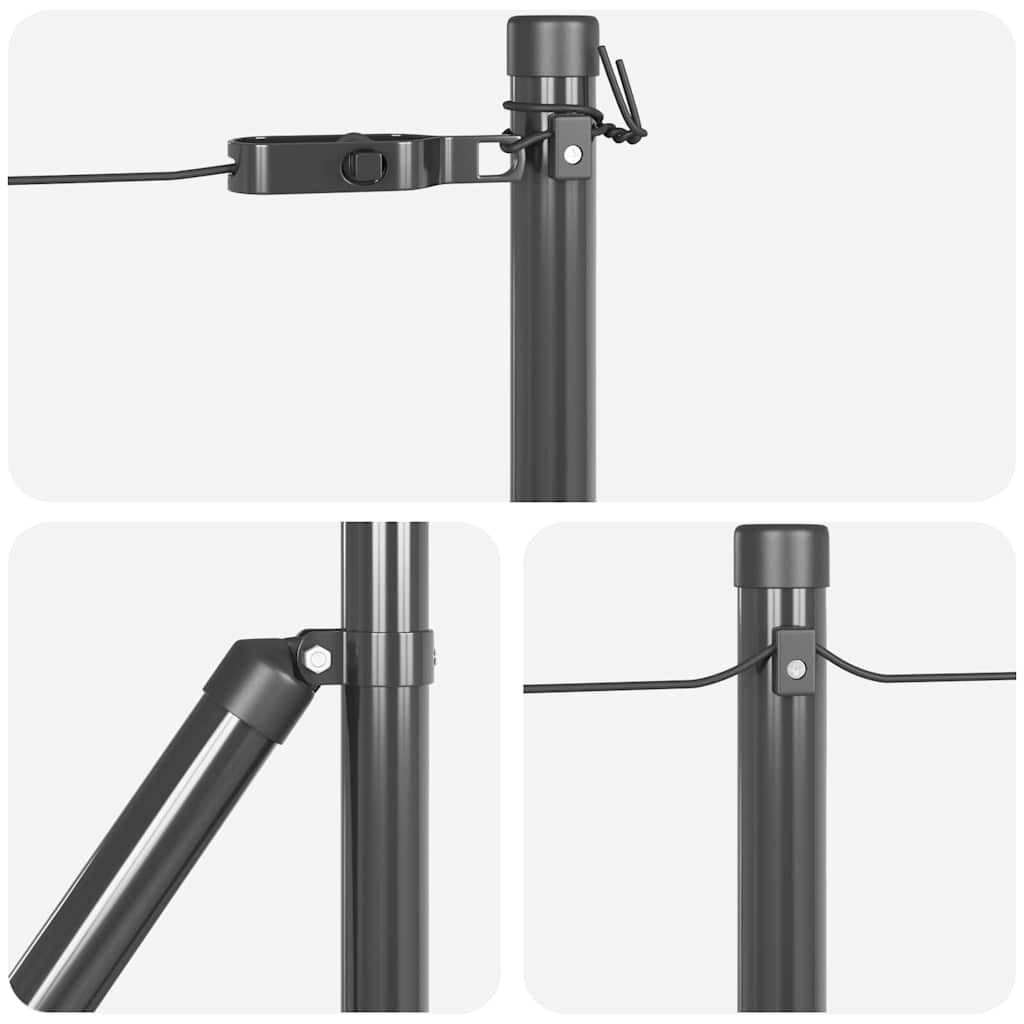 Fence Post med betongfot 7 stk. Grå Pulverlakkert stål