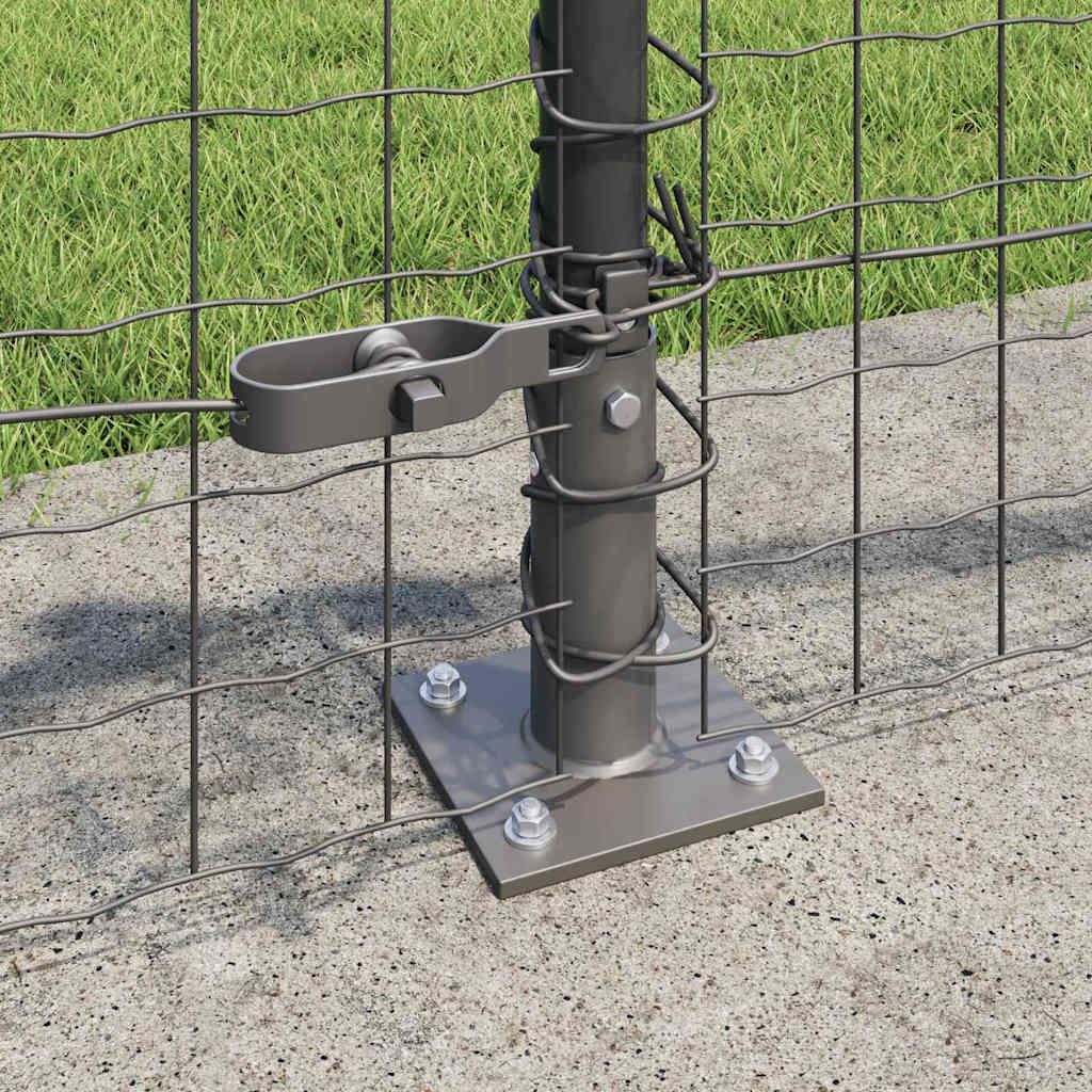 Fence Post med betongfot 13 stk. Grå Pulverlakkert stål