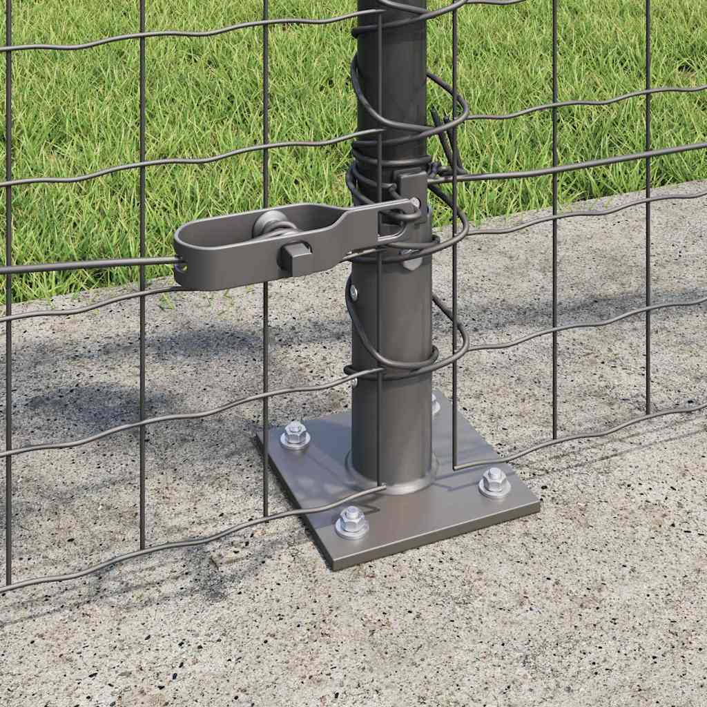 Fence Post med betongfot 7 stk. Grå Pulverlakkert stål