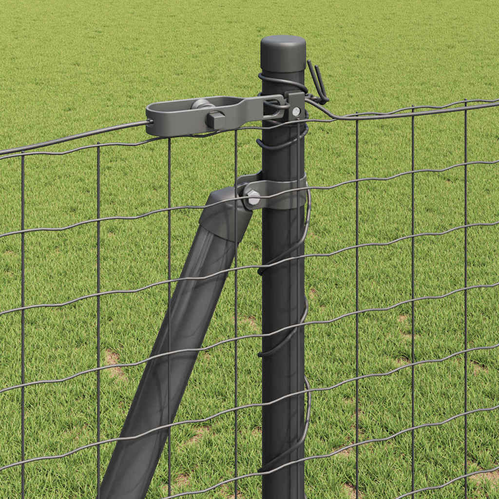 Fence Post med betongfot 13 stk. Grå Pulverlakkert stål