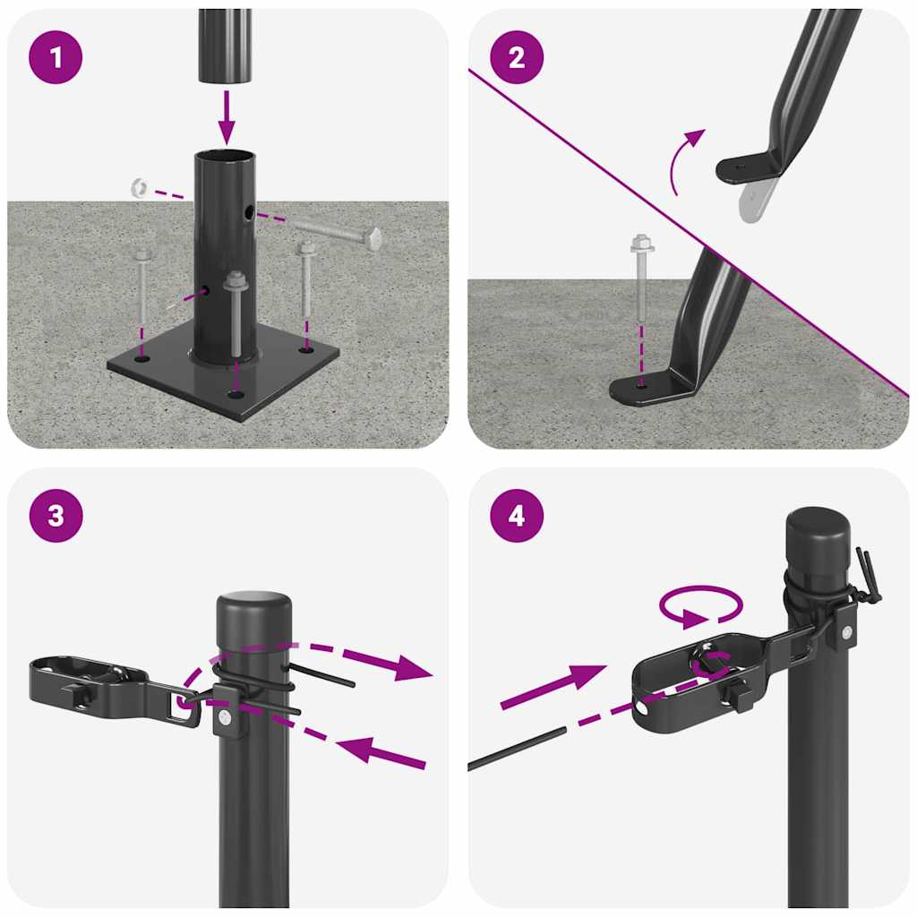 Gjerdepunkter 7 pcs Grå Ø32mm 170 cm Galvanisert stål