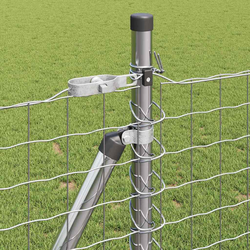 Fence Post med betongfot 13 stk. Sølv Pulverlakkert stål