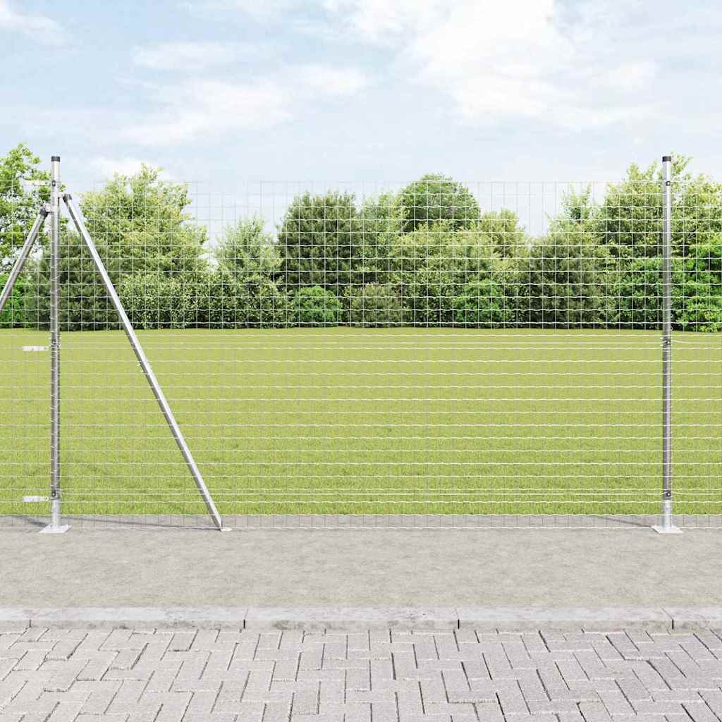 Fence Post med betongfot 7 stk. Sølv Pulverlakkert stål