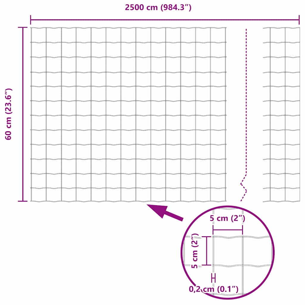 Euro gjerde 0,6 x 25 m PVC-belagt jern