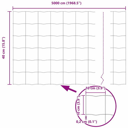 Euro gjerde 0,4 x 50 m PVC-belagt jern