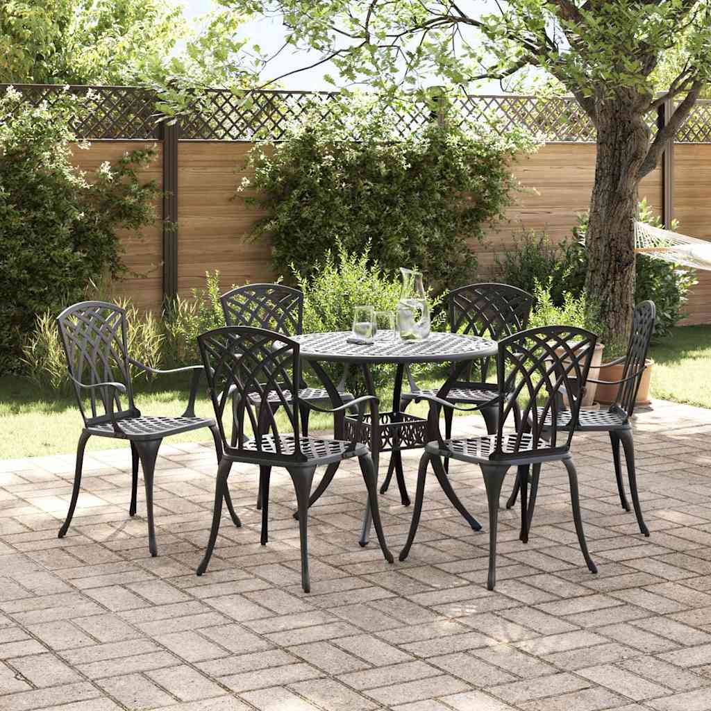 Hage Spisegruppe 7 pcs Svart Aluminium