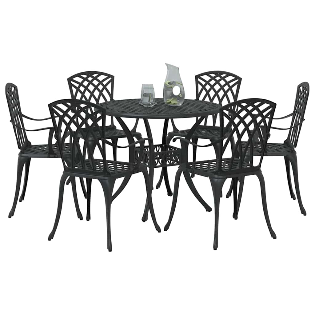 Hage Spisegruppe 7 pcs Svart Aluminium