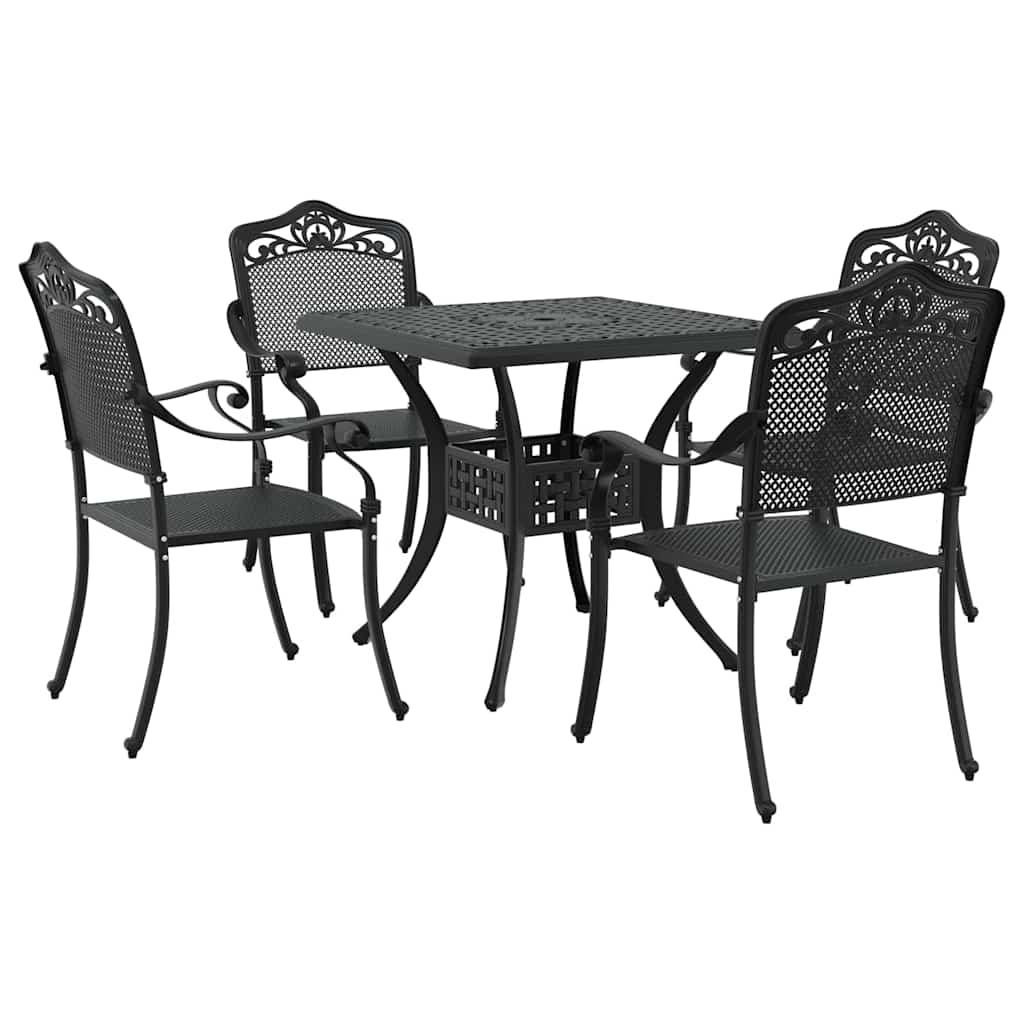 Hagebordsett 5 pcs Svart Støpt aluminium