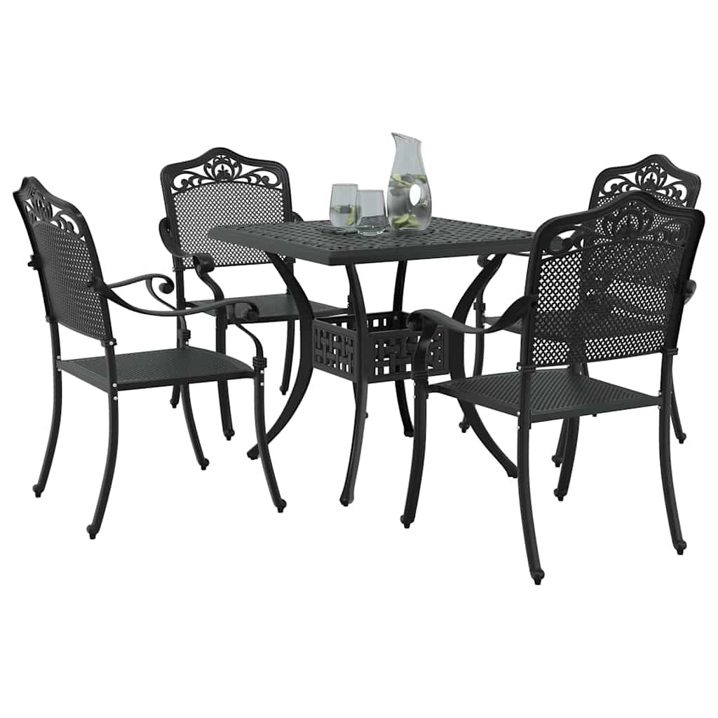 Hagebordsett 5 pcs Svart Støpt aluminium