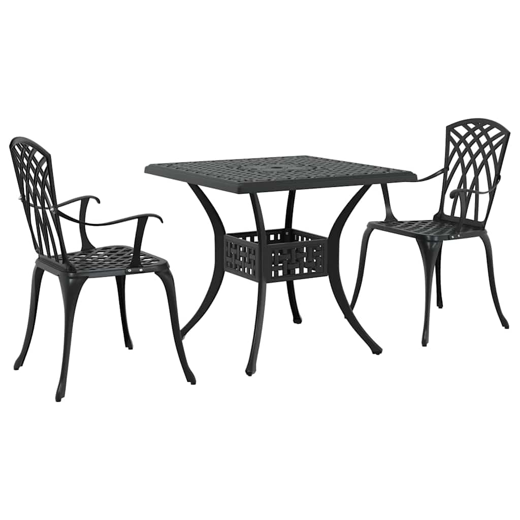 Hagebordsett 3 pcs Svart Støpt aluminium