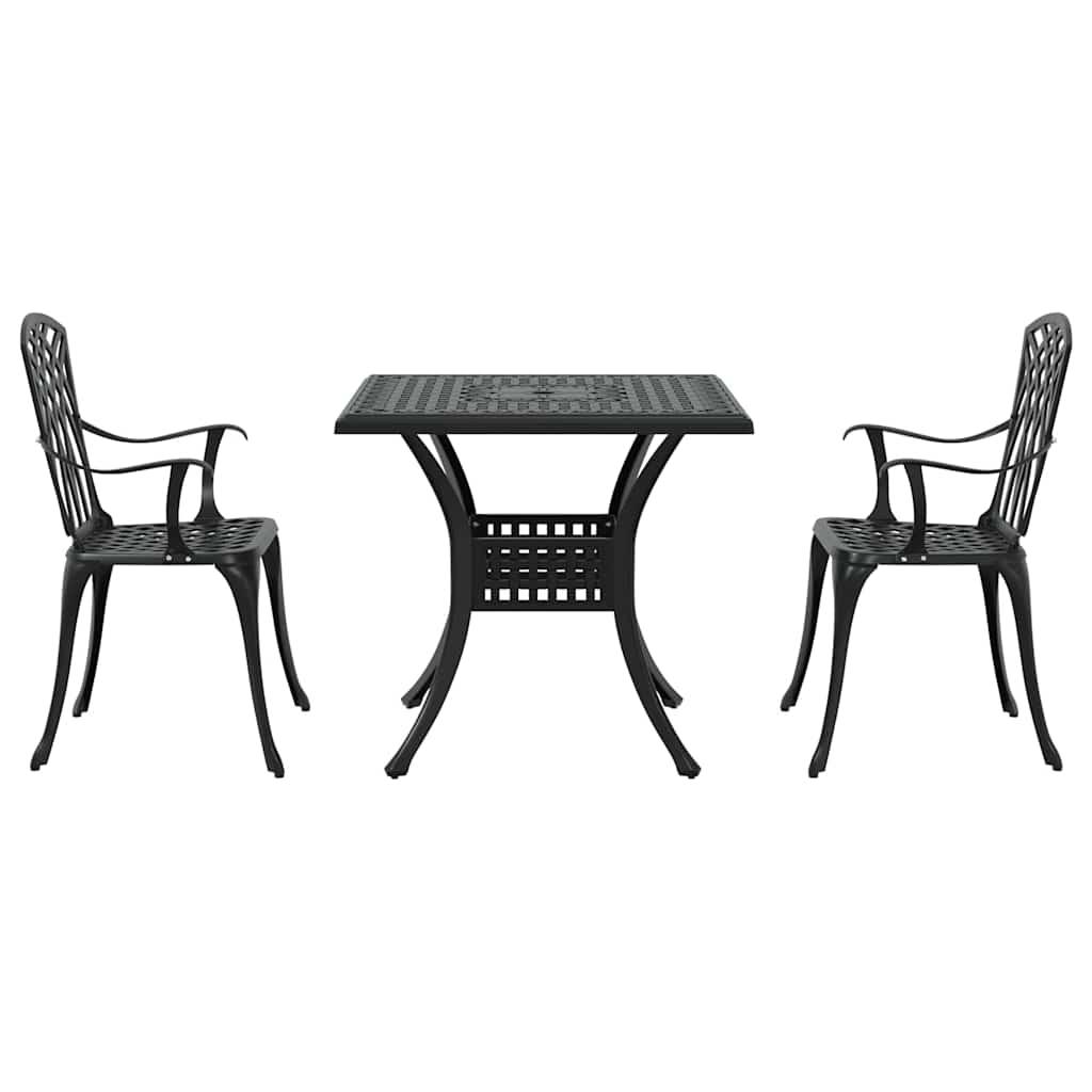 Hagebordsett 3 pcs Svart Støpt aluminium