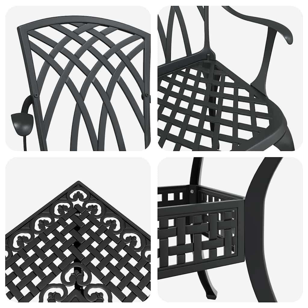 Hagebordsett 5 pcs Svart Støpt aluminium