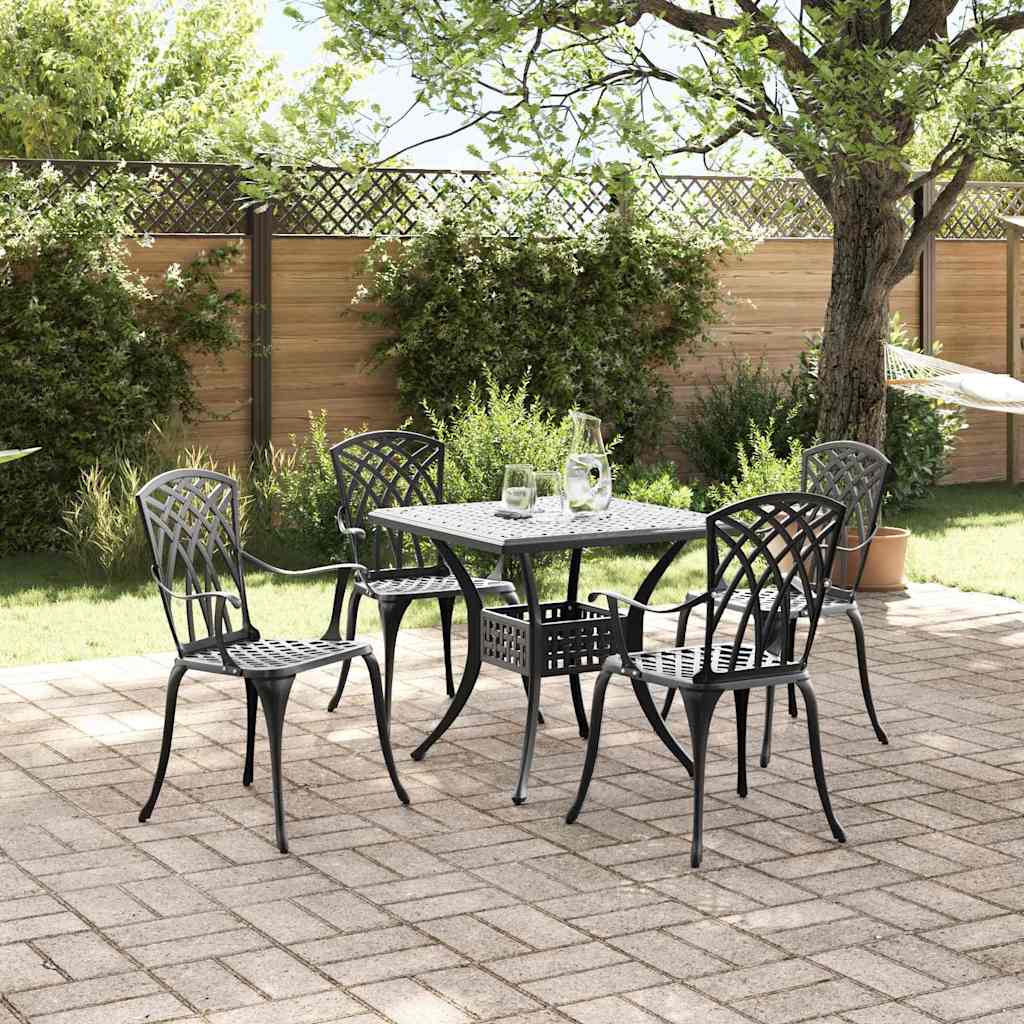 Hagebordsett 5 pcs Svart Støpt aluminium