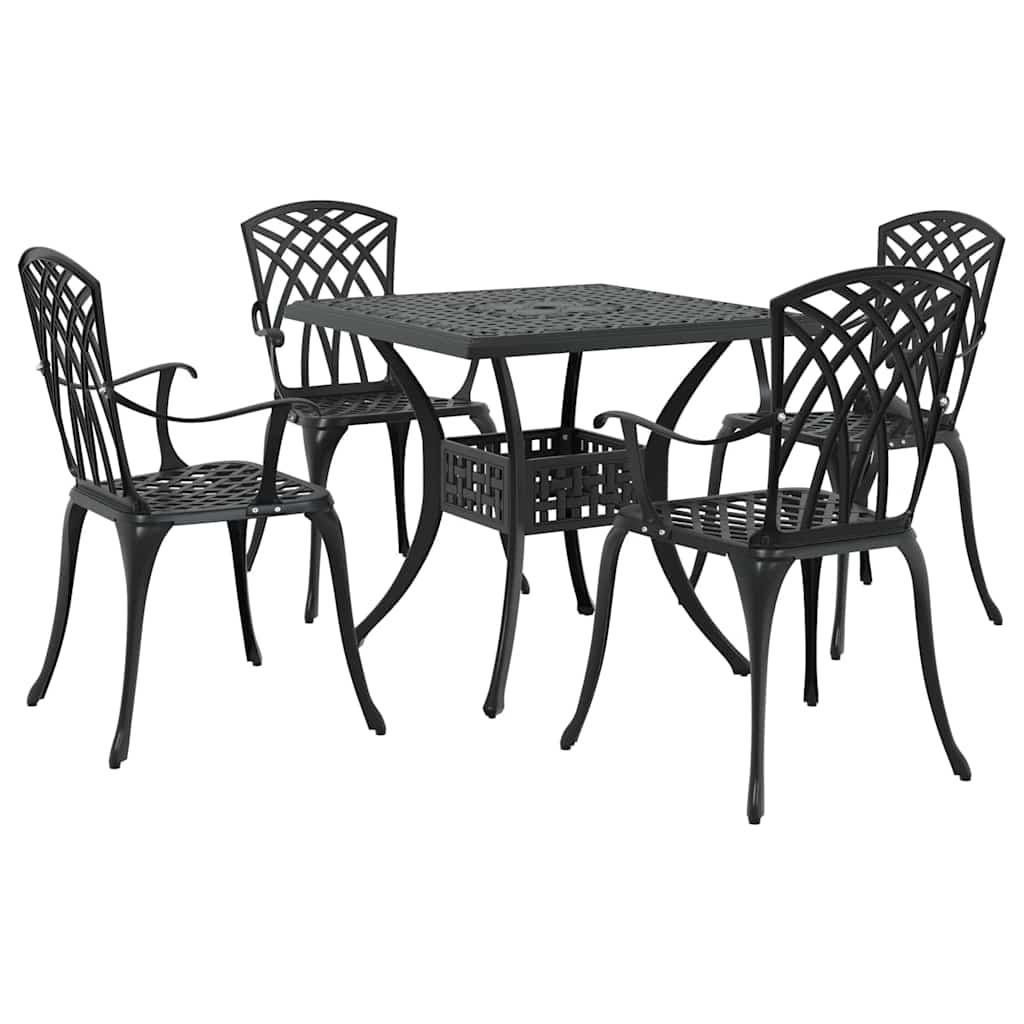 Hagebordsett 5 pcs Svart Støpt aluminium
