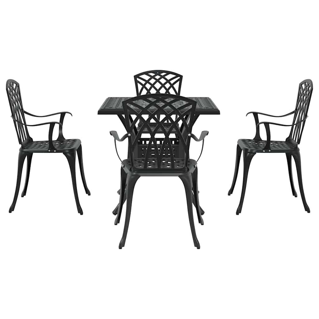 Hagebordsett 5 pcs Svart Støpt aluminium