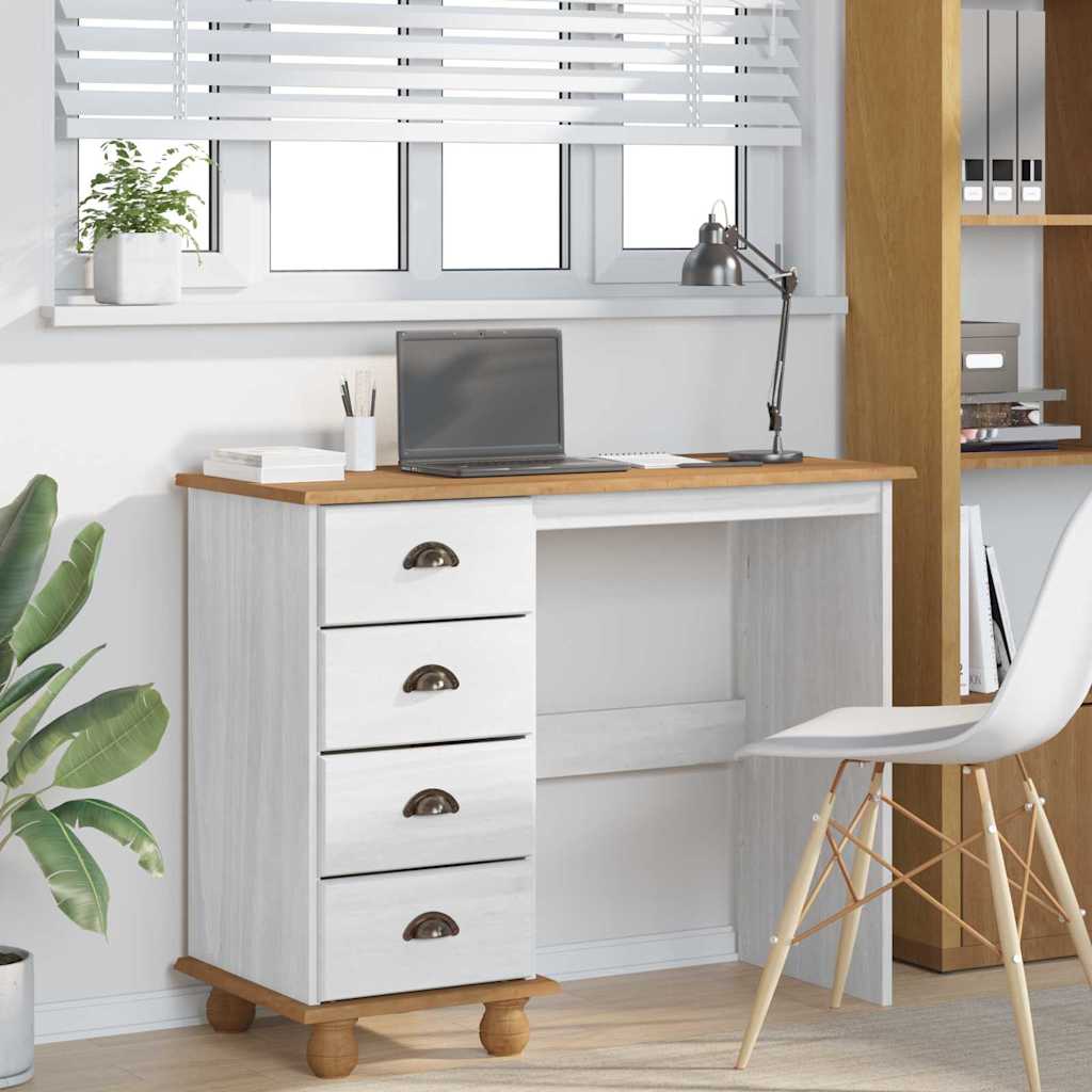 Skrivebord med skuff ASKIM Hvit 95 x 40 x 75 cm Massiv furu