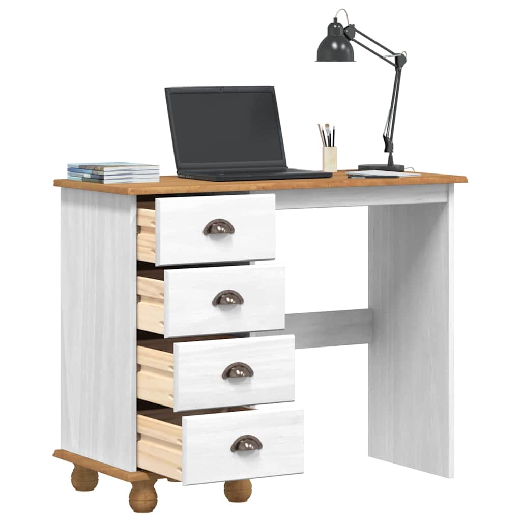 Skrivebord med skuff ASKIM Hvit 95 x 40 x 75 cm Massiv furu