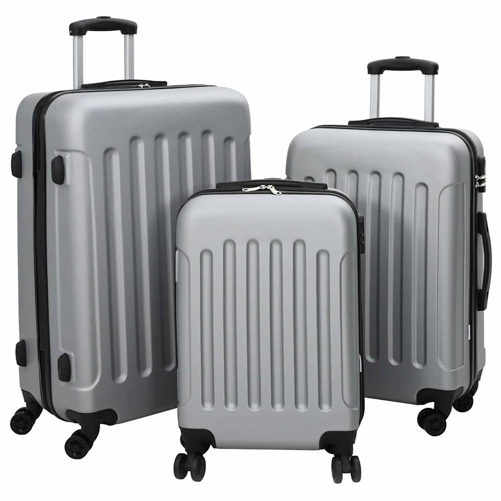 Koffert med lås 3 pcs sølv 50 x 31 x 78 cm ABS-plast