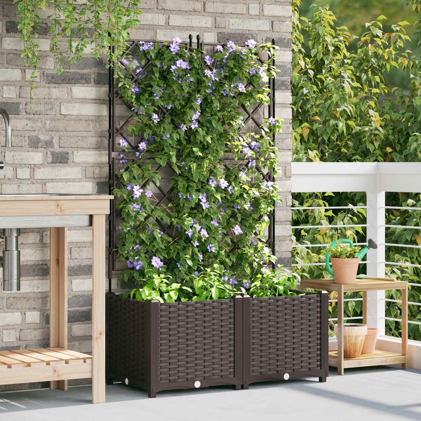 Hageblomsterpotte 2 stk. Brun 80 x 40 x 143 cm PP