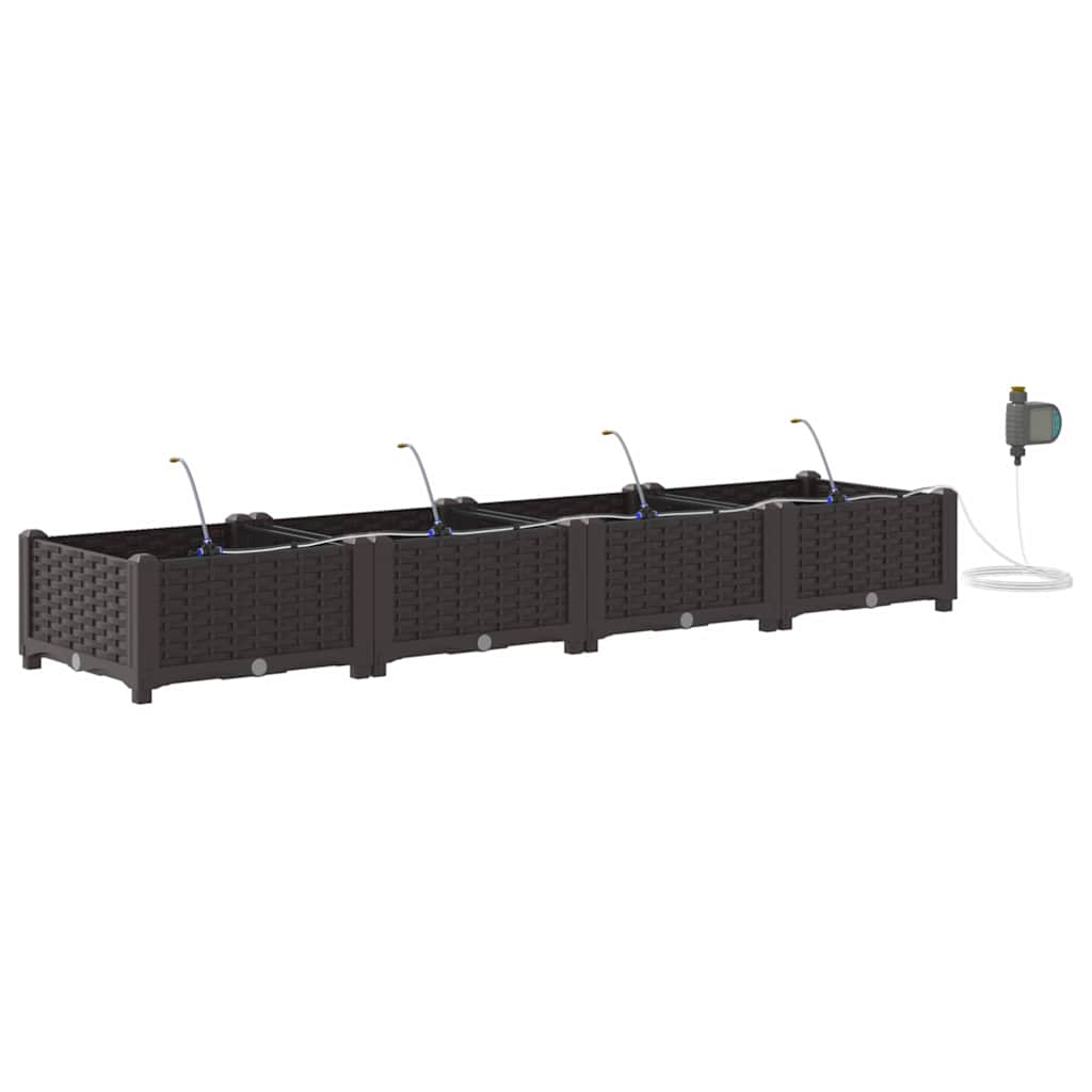 Hageblomsterpotte 4 stk. Brun 160 x 40 x 22 cm PP